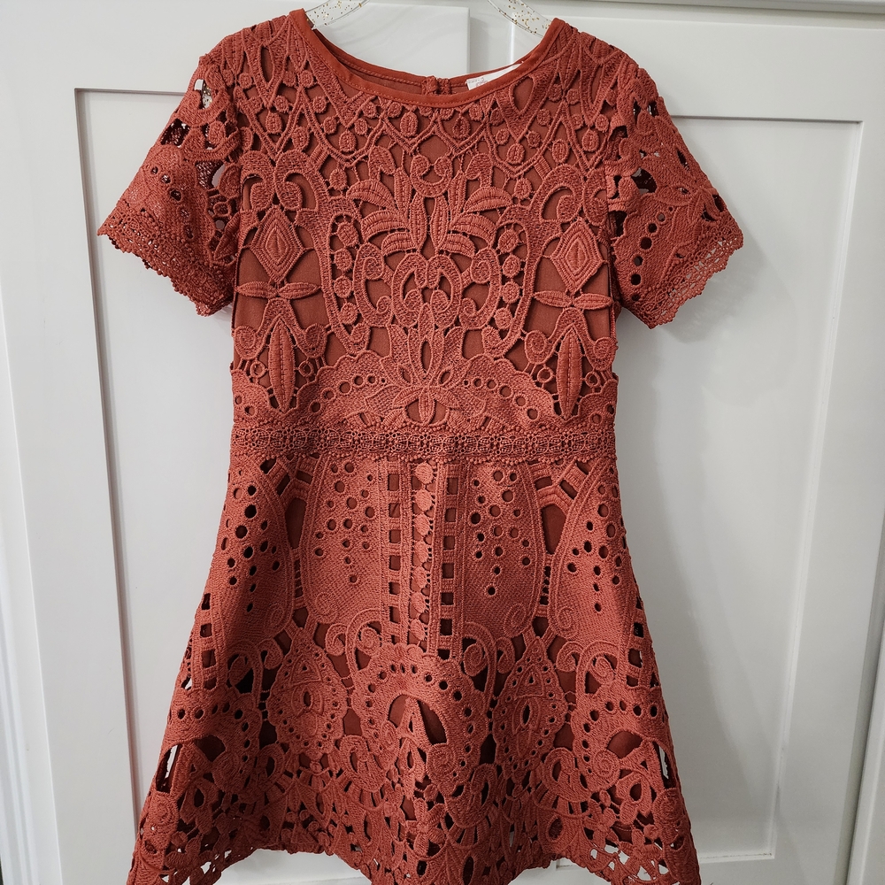 GB Girls Lace Dress in Rust